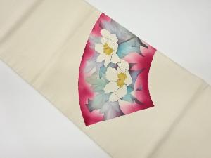 リサイクル　地紙に草花模様袋帯